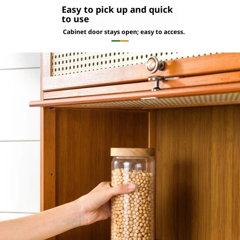 2220STSG-13 5 Tiers 60cm Length Kitchen Storage Cabinet Space Saving Bamboo Organizer Shelf with Flip-up Mesh Door