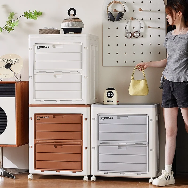 Caixa de Armazenamento de Roupas e Brinquedos de Grande Capacidade 6998 160L com Divisor, Organizador Dobrável de Duas Camadas - Marrom