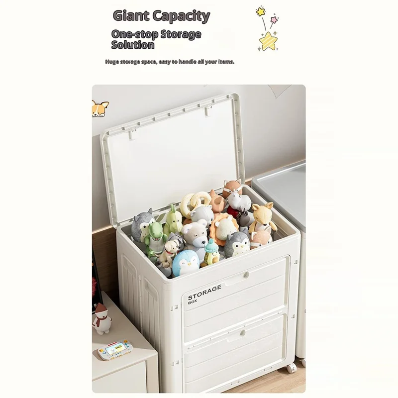 6999 Stackable Toy Clothes Storage Box 160L Large Capacity Foldable Organizer Container with Flip Door - Brown