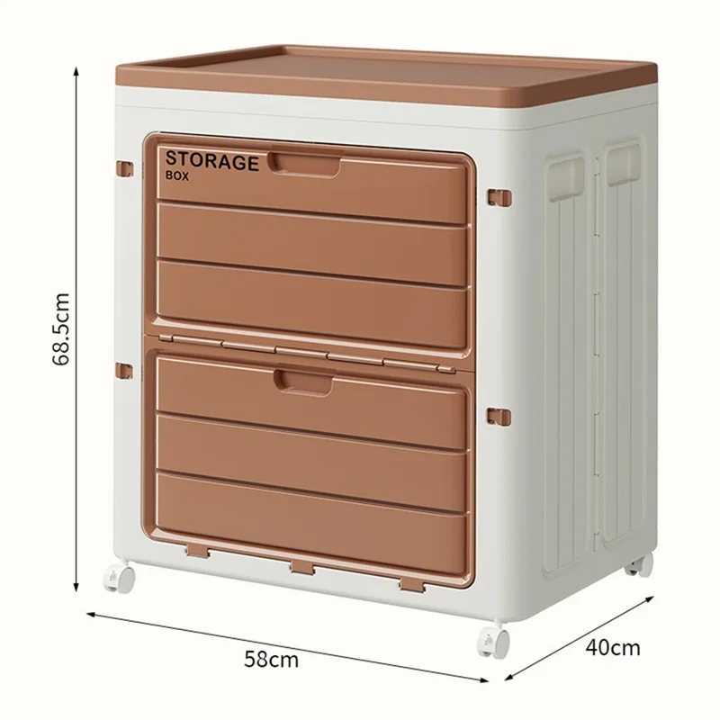 6999 Stackable Toy Clothes Storage Box 160L Large Capacity Foldable Organizer Container with Flip Door - Brown