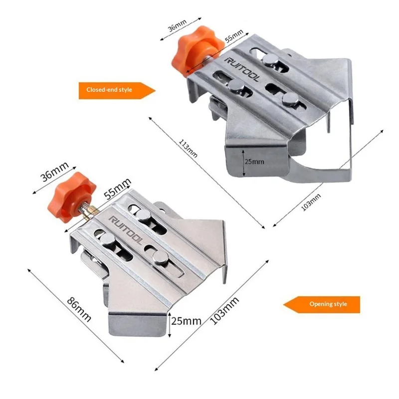 Stainless Steel Right Angle Clamp 90° Woodworking Tool Quick Grip Frame Splicing Positioner - Closed Right Angle Clamp