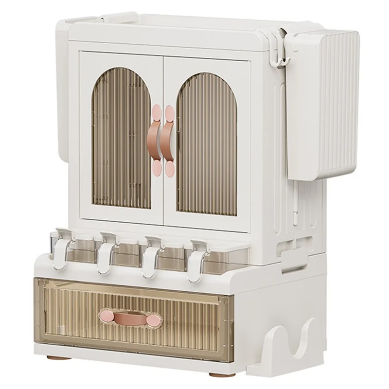 Set di scaffali per spezie da cucina con cassetto / Bacchette / Supporto per taglierina Organizzatore da bancone a più livelli per la conservazione domestica per la cucina