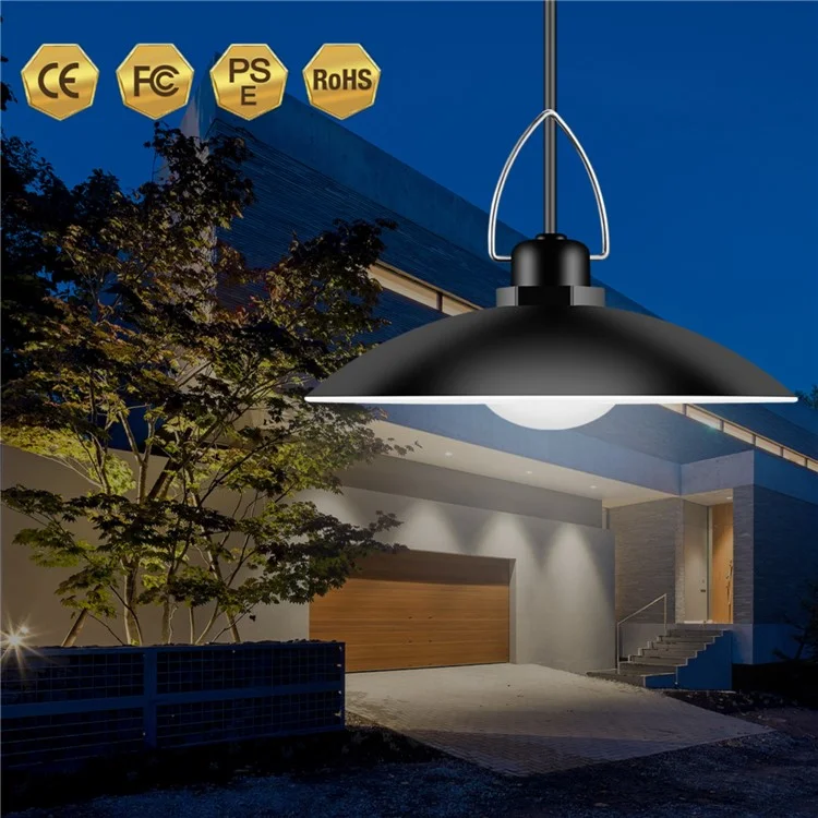 Iluminación de jardín y patio al aire libre Energía solar a prueba de agua 2 cabezales Luz colgante de porche de techo - Blanco frío