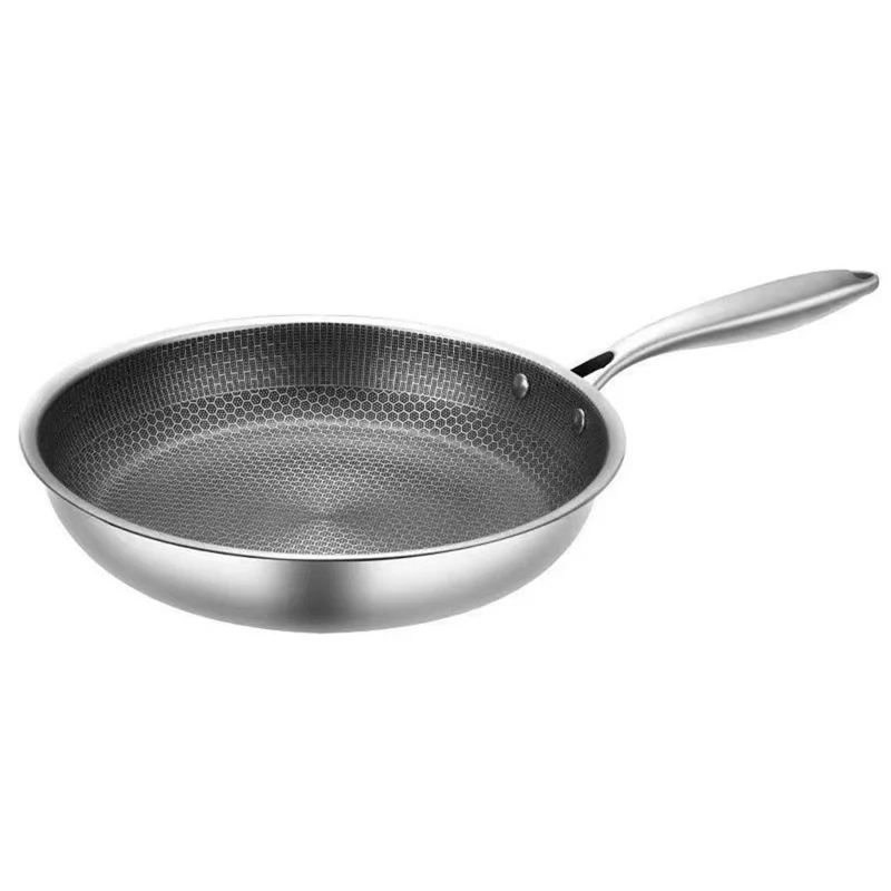 Padella in Acciaio Inossidabile a Struttura Esagonale 28 cm, Antiaderente, Spessa, Padella Universale per Bistecca / Casa (Testata FCM, Senza BPA)