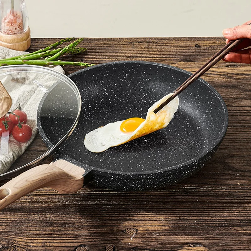 MENJO Granite Frying Pan 20cm Non Stick Skillet with Spatula for Home Cooking
