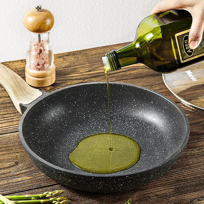MENJO Granite Frying Pan 20cm Non Stick Skillet with Spatula for Home Cooking