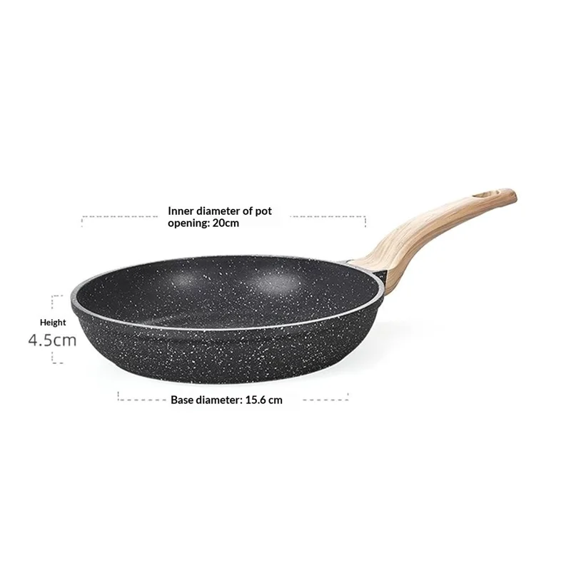 MENJO Granite Frying Pan 20cm Non Stick Skillet with Spatula for Home Cooking