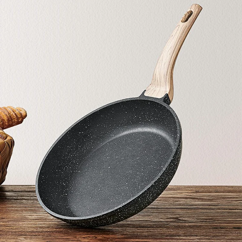 MENJO Granite Frying Pan 20cm Non Stick Skillet with Lid / Spatula for Home Cooking