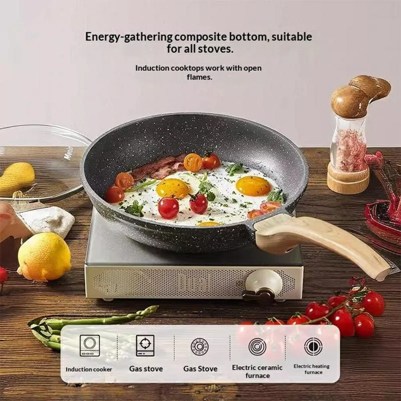 Fradeira MENJO de 24 cm com Revestimento Maifanite, Apta para Cozinhas de Indução, com Espátula de Madeira