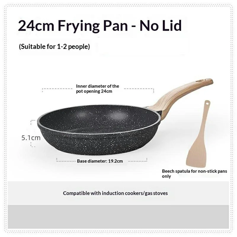 Fradeira MENJO de 24 cm com Revestimento Maifanite, Apta para Cozinhas de Indução, com Espátula de Madeira