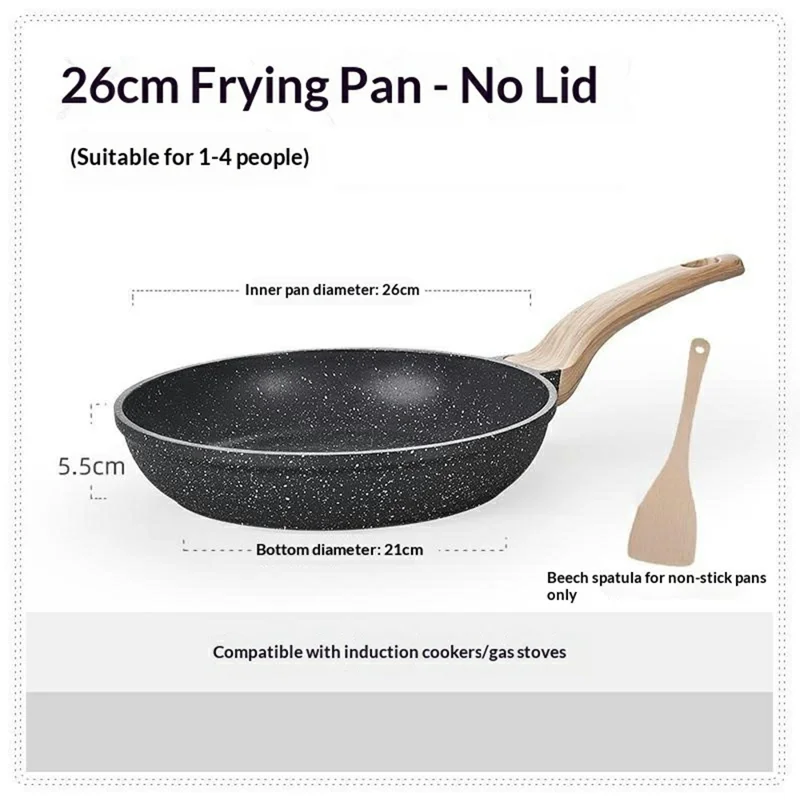 Fradeira MENJO de 26 cm com Revestimento Maifanite, Antiaderente, com Espátula para Cozinhar em Casa