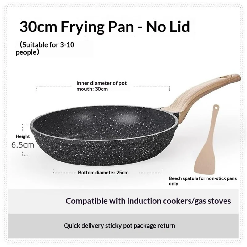 MENJO Granite Frying Pan 30cm Non Stick Skillet with Spatula for Home Cooking