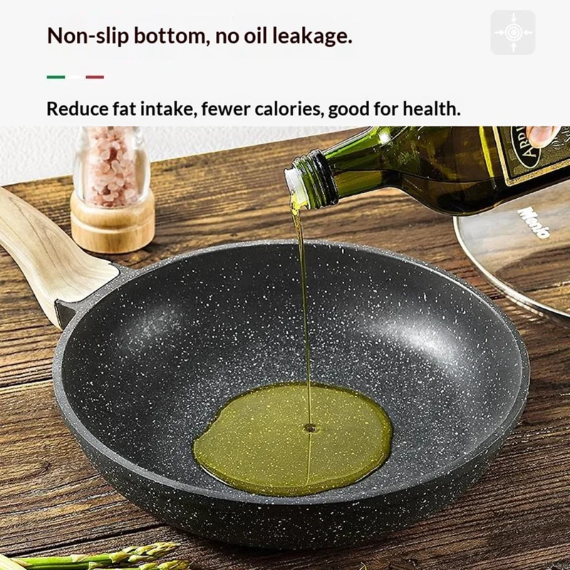 MENJO Granite Frying Pan 30cm Non Stick Skillet with Spatula for Home Cooking