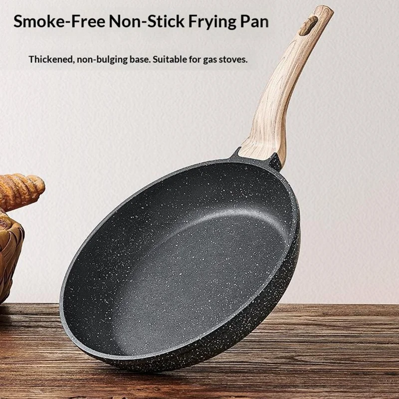 MENJO Granite Frying Pan 30cm Non Stick Skillet with Lid / Spatula for Home Cooking