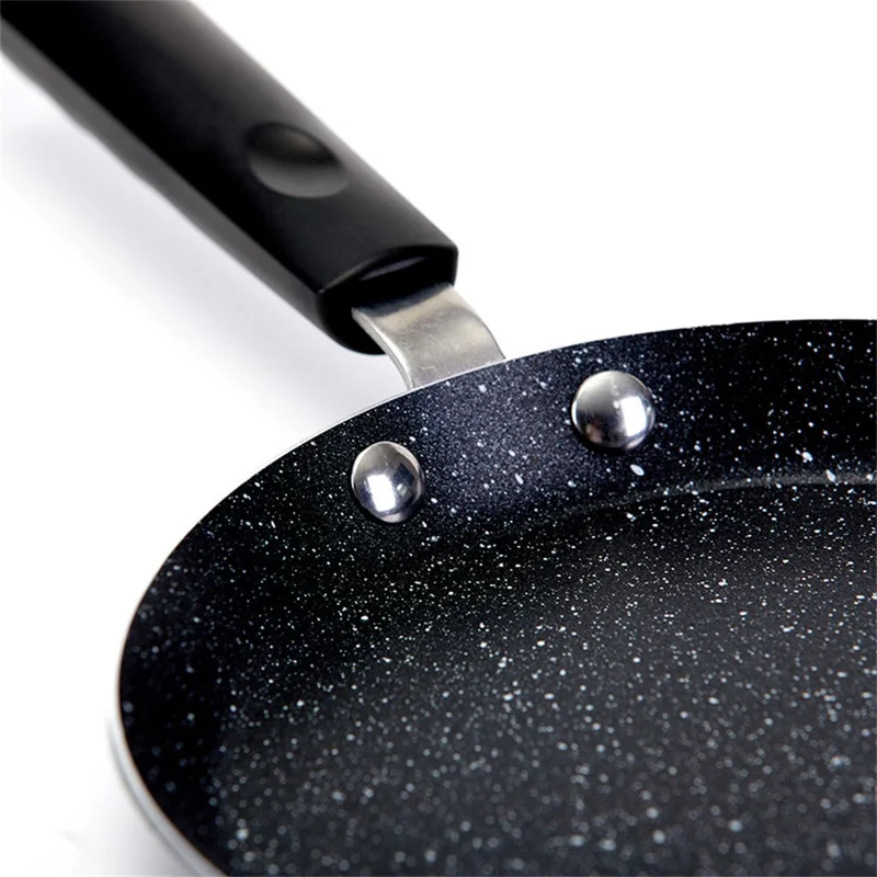 22cm Non-Stick Frying Pan Aluminum Crepe Pan with Heat-Resistant Handle for Induction Gas Stove - Black