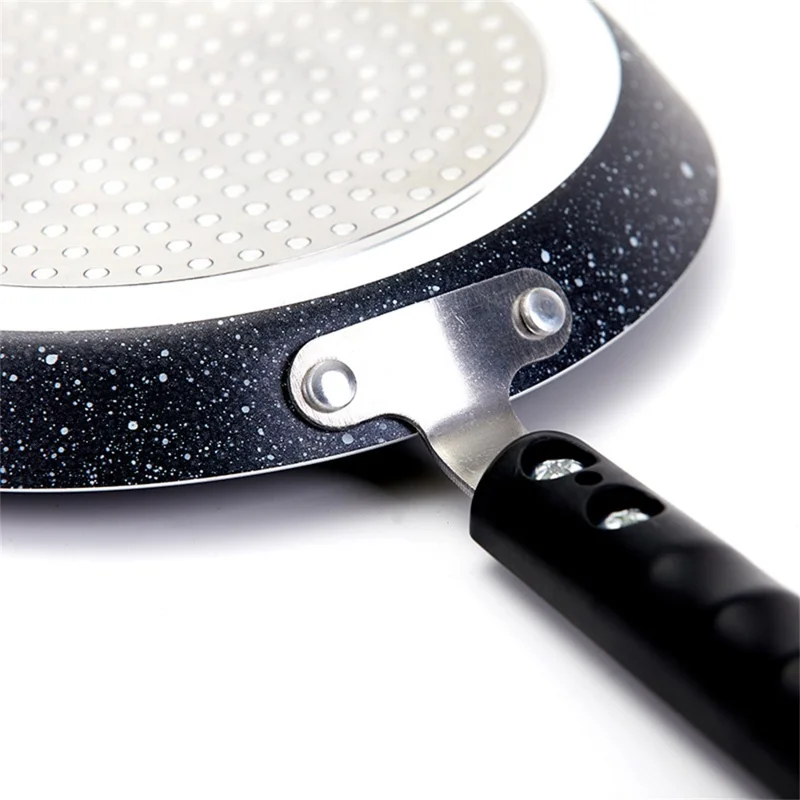 22cm Non-Stick Frying Pan Aluminum Crepe Pan with Heat-Resistant Handle for Induction Gas Stove - Black