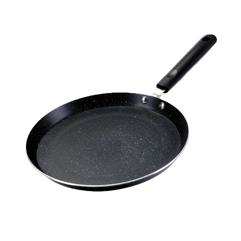 26cm Non-Stick Frying Pan Aluminum Crepe Pan with Heat-Resistant Handle for Induction Gas Stove - Black