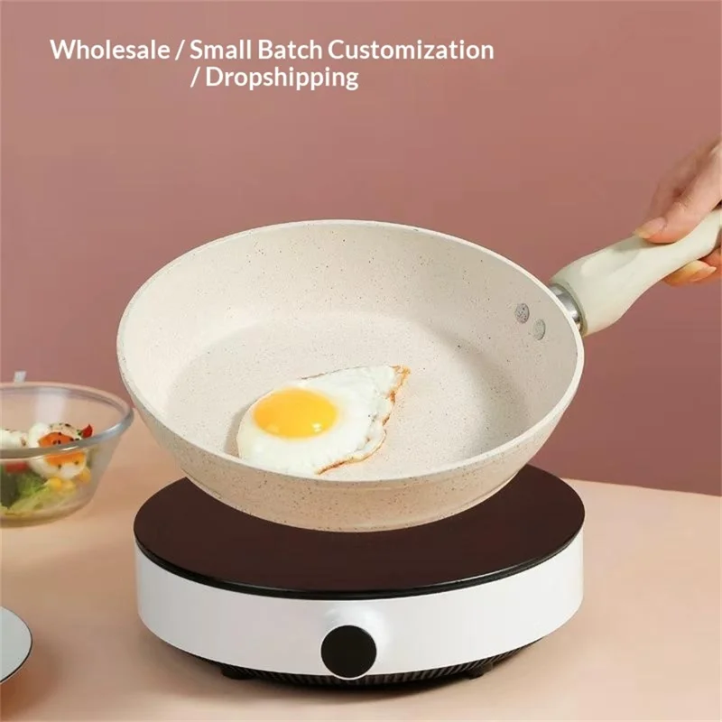 Poêle à frire antiadhésive en maïfénite de 28 cm, poêle polyvalent avec couvercle et spatule en bois pour plaques à induction et gaz