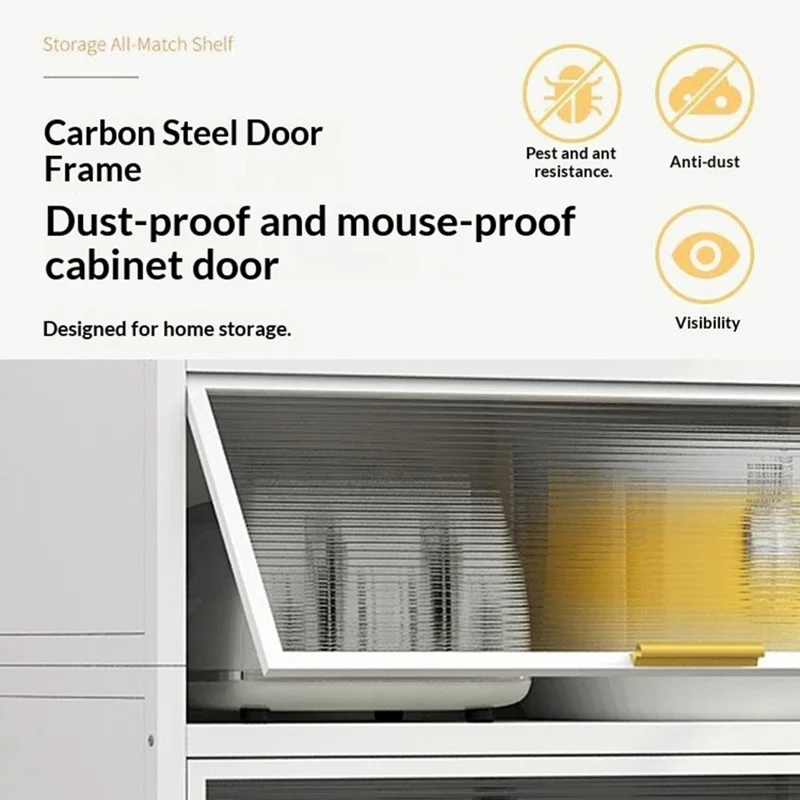 3-laags 100 cm keukenopbergkast met deuren, meerlaags vloerstaand stofdicht opbergrek - Grijs