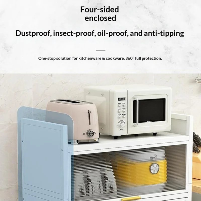 4-luikse keukenkast van 80 cm met deuren, opbergunit met meerdere lagen, vrijstaand, stofdichte opbergrek - Grijs