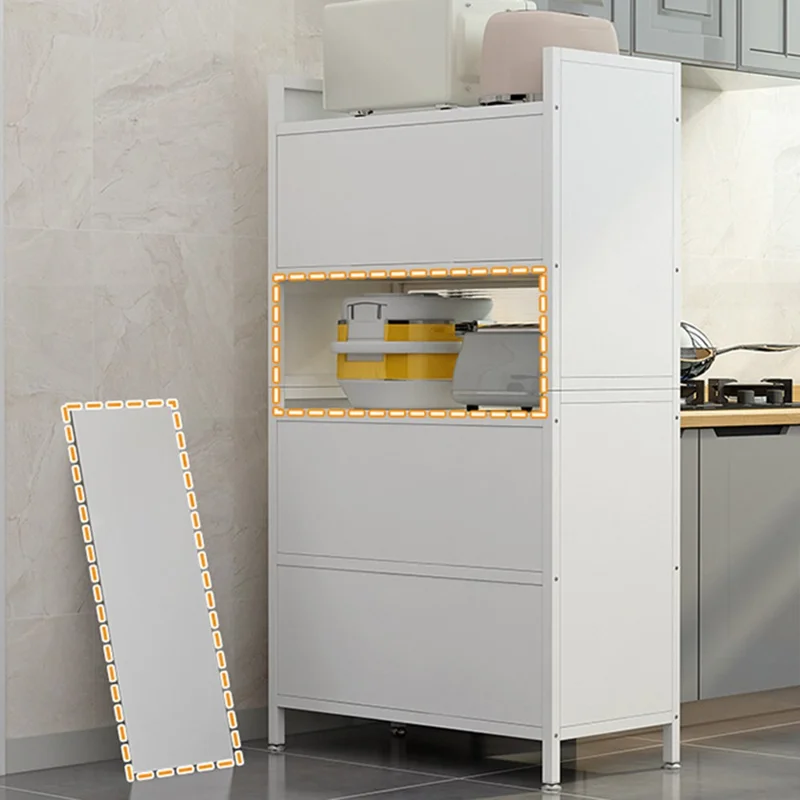 100cm 5-Tier Kitchen Storage Cabinet with Doors Dustproof Freestanding Pantry Organizer for Utensils Food - Grey