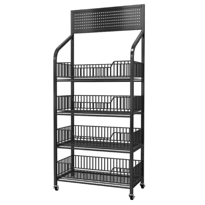 Scaffalatura con Fori 4 Ripiani 50 cm Scaffale Libri Mobile Autoportante con Ruote Girevoli 360° per Snack Soggiorno - Nero