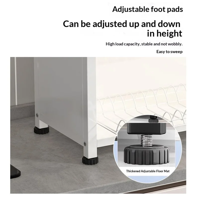 Scaffale Cucina a Doppio Livello 45 cm con Antina Ribaltabile, Armadietto per Stoviglie a Prova di Polvere con Vassoio Estraibile per Scarico - Nero