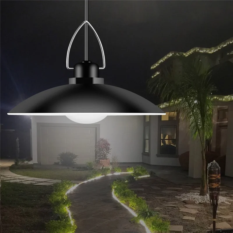 Outdoor Waterproof Solar Powered Ceiling Porch Hanging 4-Head Light Bulb with Extension Cord - Warm White