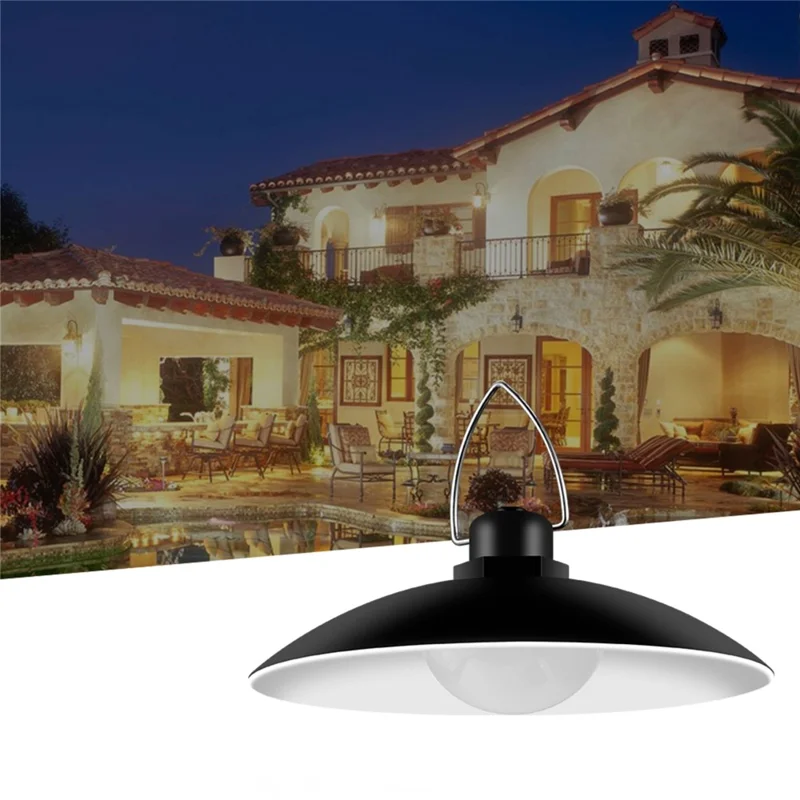 Outdoor Waterproof Solar Powered Ceiling Porch Hanging 4-Head Light Bulb with Extension Cord - Warm White