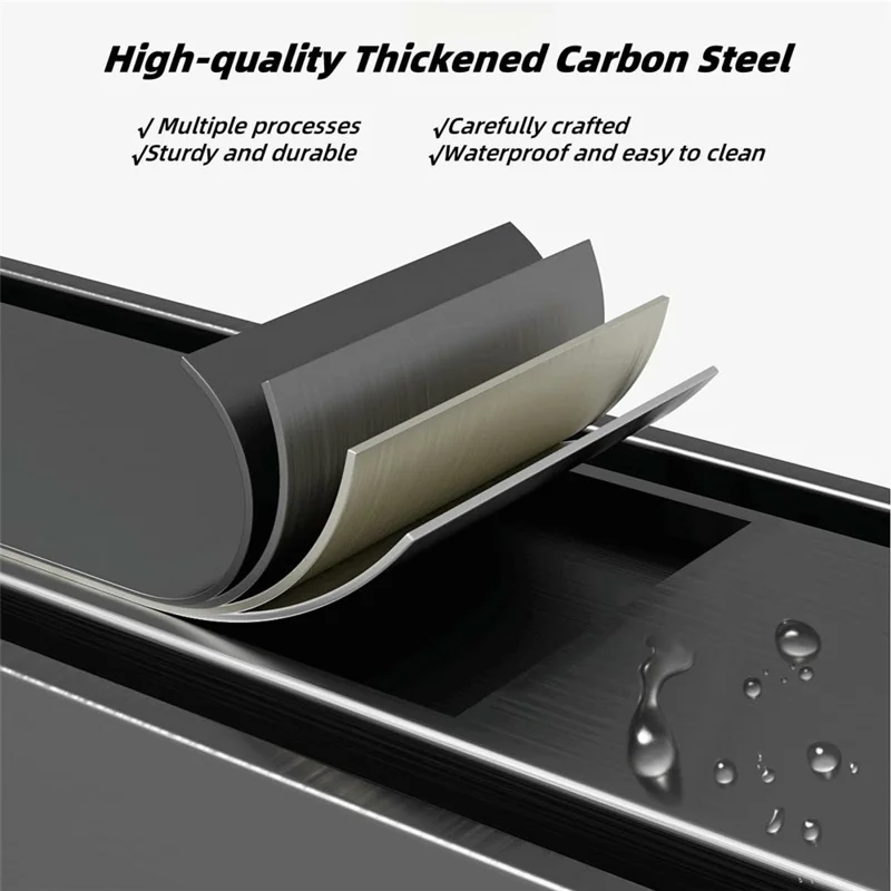 3 Tier Kitchen Shelf Dish Rack Organizer Pull-Out Cabinet Storage Drainer with Door for Countertop - Black