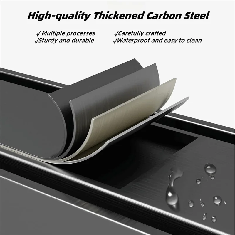 2 Tier Kitchen Organizer Dish Drying Rack Countertop Storage Shelf with Door  /  Drainboard for Home - Black