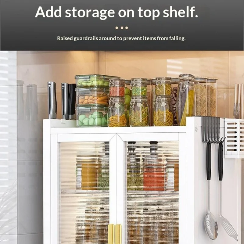 Mobiletto Cucina 3 Ripiani Lunghezza 57 cm Scolapiatti da Banco Organizzatore per Stoviglie e Spezie con Ante - Nero