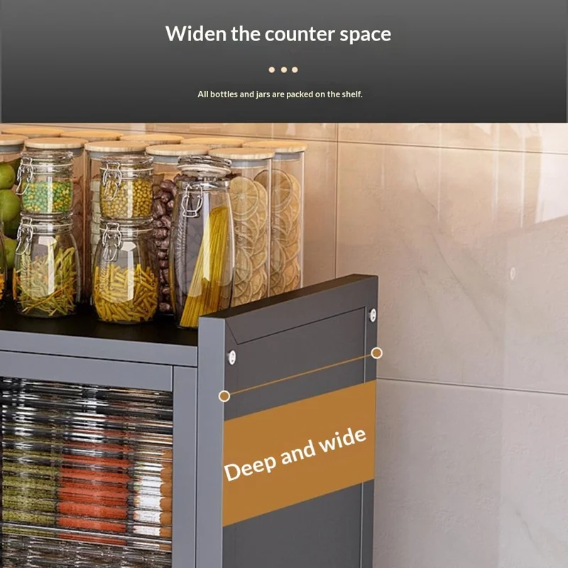 Кухонная настольная полка, 2 яруса, 57 см, шкаф для хранения с дверцами, сушилка, пылезащитный органайзер для мисок / тарелок / специй - черный