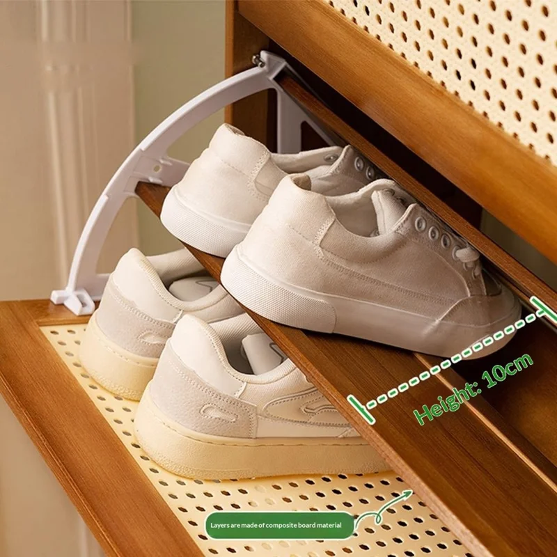 2-Tier Ultra Thin 50cm Entryway Shoe Rack Large Capacity Flipping Door Shoe Cabinet with Raised Feet for Home - Natural