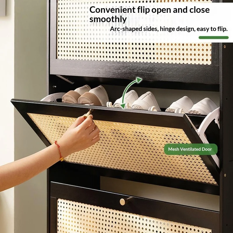 2-Tier Ultra Thin 70cm Entryway Shoe Rack Large Capacity Flipping Door Shoe Cabinet with Raised Feet for Home - Natural