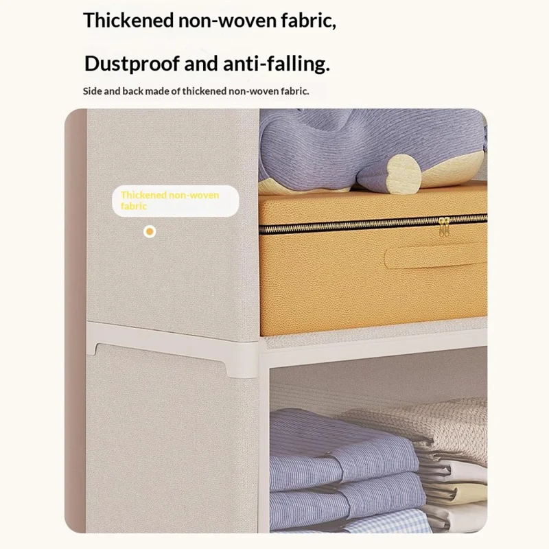 3-Tier 42cm Length Clothes Container Holder Dust-Proof Assembly Clothes Storage Cabinet with Clear Flip-Top Door for Bedroom - Black