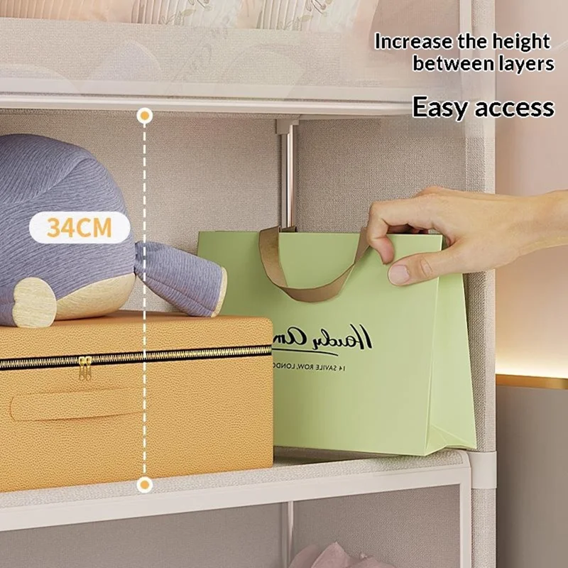 4-Tier 42cm Length Clothes Container Holder Dust-Proof Assembly Clothes Storage Cabinet with Clear Flip-Top Door for Bedroom - Black