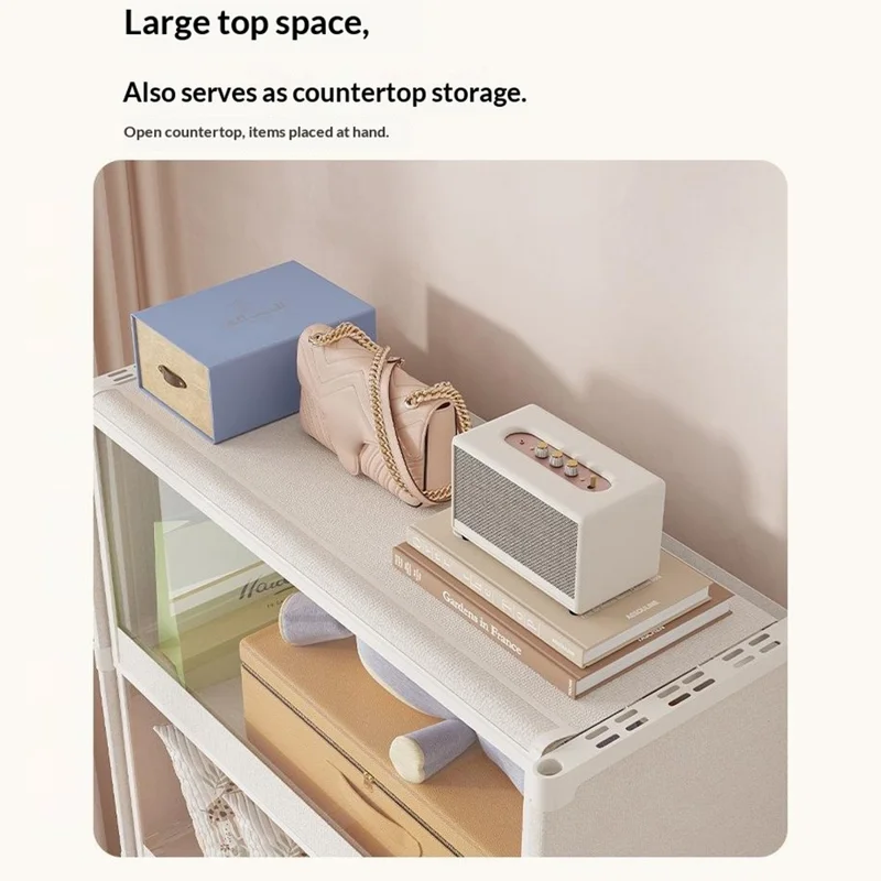 4-Tier 64cm Clothes Container Holder Dust-Proof Assembly Clothes Storage Cabinet with Clear Flip-Top Door for Bedroom - Black