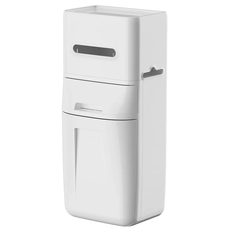 Lixeira de Parede com Tampa e Porta-Toalhas em Combinação, Economia de Espaço para Casa de Banho, Cozinha e Sala de Estar - Branco