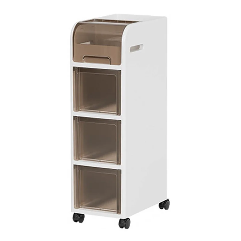 4 Tier Bathroom Storage Shelf with Wheels for Toilet Space Saver Slim Storage Organizer Rack