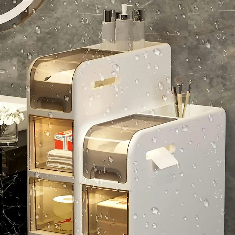 Bathroom Storage Cabinet 4 Tier Slim Rolling Cart with Wheels Toilet Side Organizer Shelf