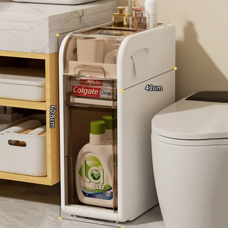 3-Tier Bathroom Storage Cabinet Slim Rolling Cart For Toilet Paper Organizer with Drawers and Wheels