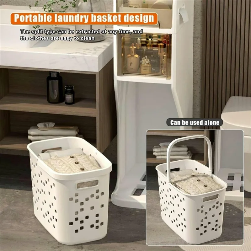 3 Tier Bathroom Storage Cabinet Slim Rolling Organizer for Toilet Paper Toiletries Laundry Basket