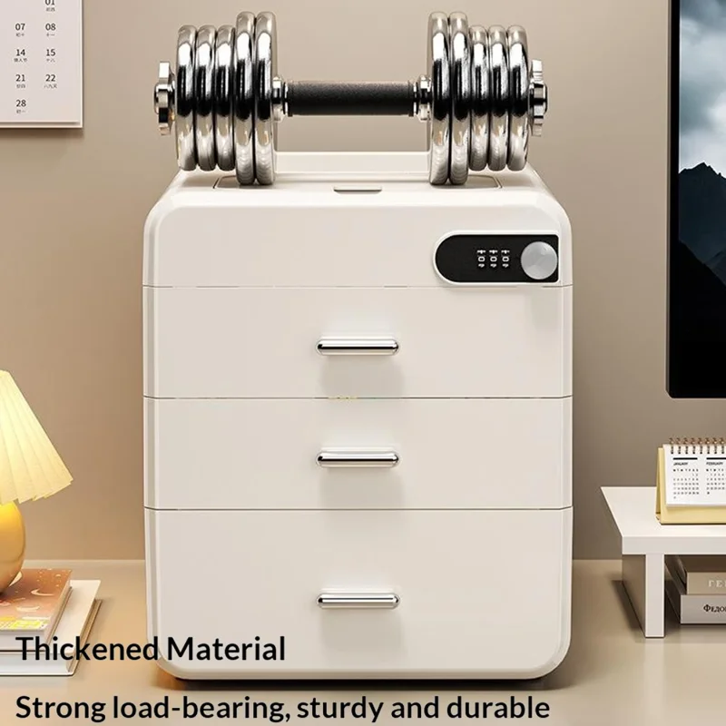 Boîte de Rangement de Bureau 3 Couches avec Serrure à Mot de Passe, Classeur de Fichiers, Armoire de Sécurité et de Confidentialité - Gris Transparent