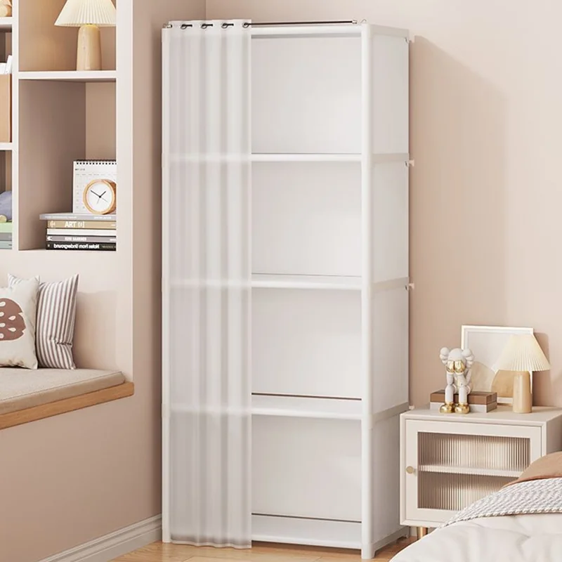 Однорядный 5-уровневый портативный органайзер для гардероба, белый, шкаф для хранения в спальне с пылезащитным покрытием