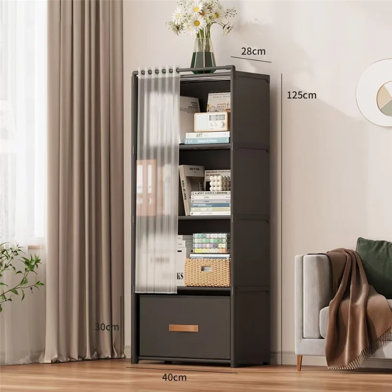 40 x 30 x 125cm 5 Tier Bedroom Wardrobe Closet Organizer Storage Cabinet with Drawer - Black