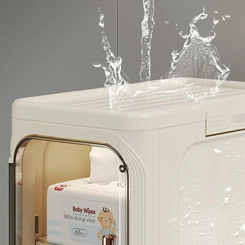 Carrinho de Armazenamento de 2 Níveis, Organizador à Prova de Água e Poeira com Porta Transparente e Prateleira Removível para Casa de Banho e Cozinha - Bege