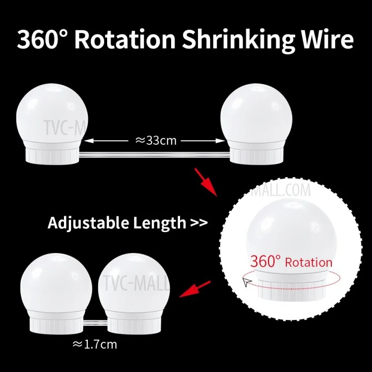 6 Bulbs LED Makeup Mirror Light Bulb Vanity Dimmable Lamp for Dressing Table