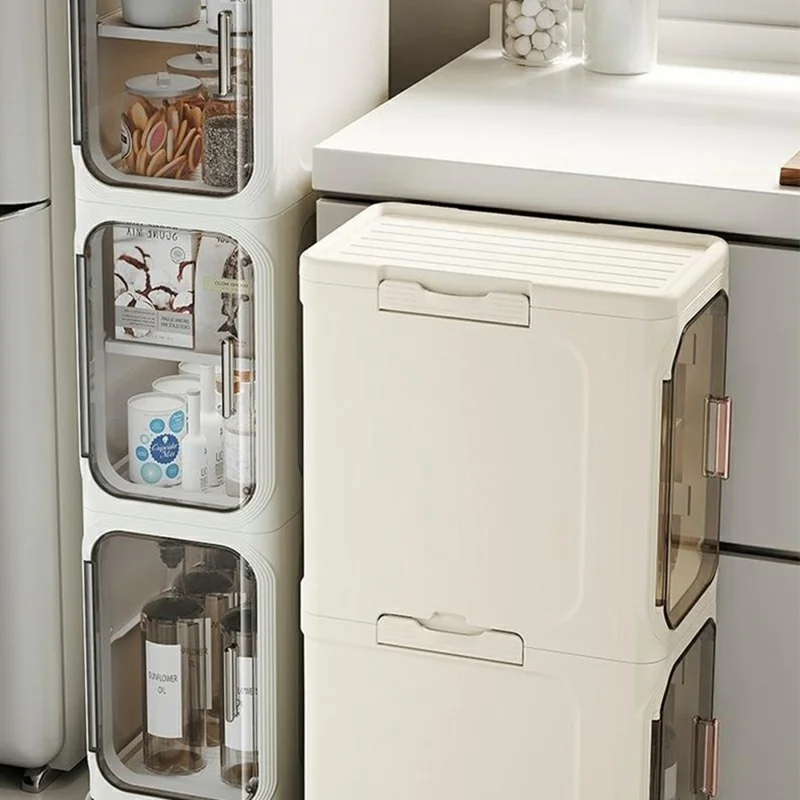 Storage Cabinet 5 Tier Narrow Gap Organizer with Wheels Waterproof Dustproof for Bathroom Kitchen Bedroom - Grey