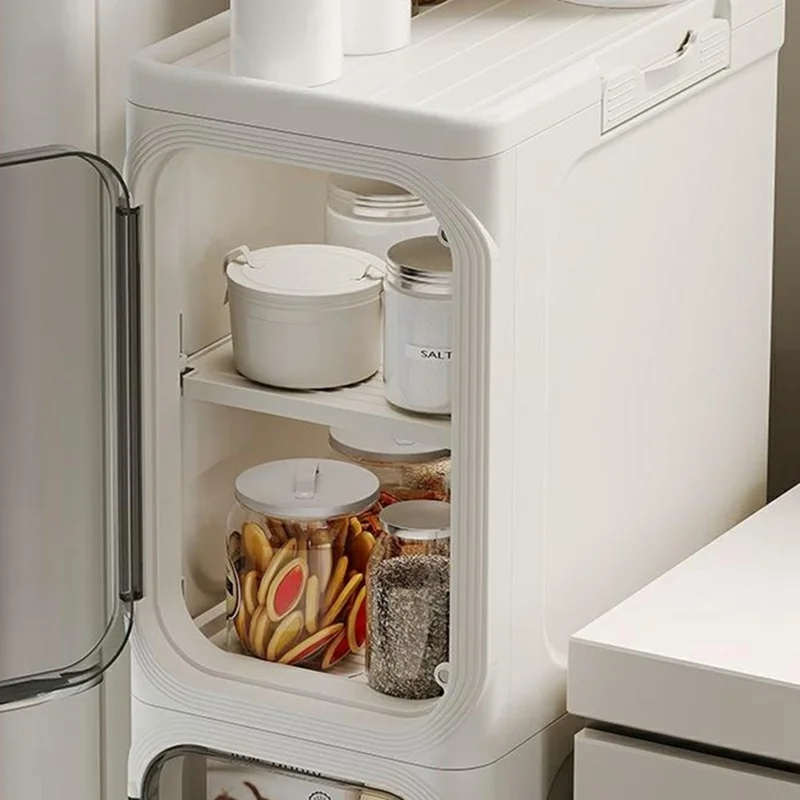 Storage Cabinet 5 Tier Narrow Gap Organizer with Wheels Waterproof Dustproof for Bathroom Kitchen Bedroom - Grey